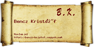 Bencz Kristóf névjegykártya