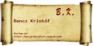 Bencz Kristóf névjegykártya